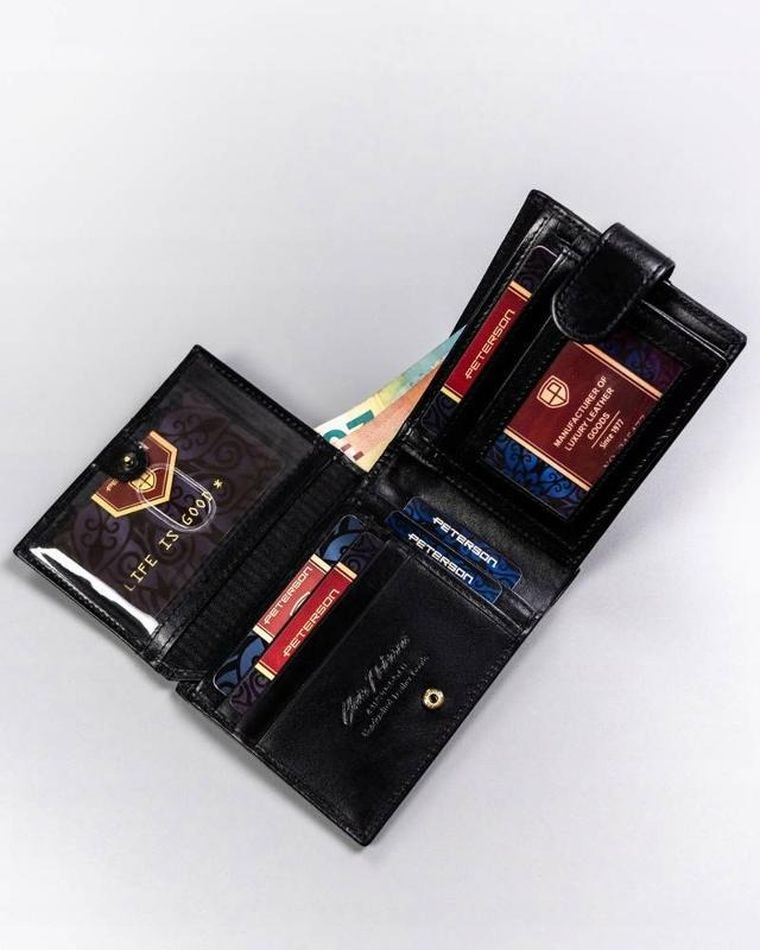 Portfel, czarny, skórzany, Peterson