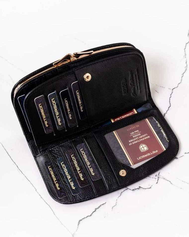 Portfel, czarny, skórzany, Peterson