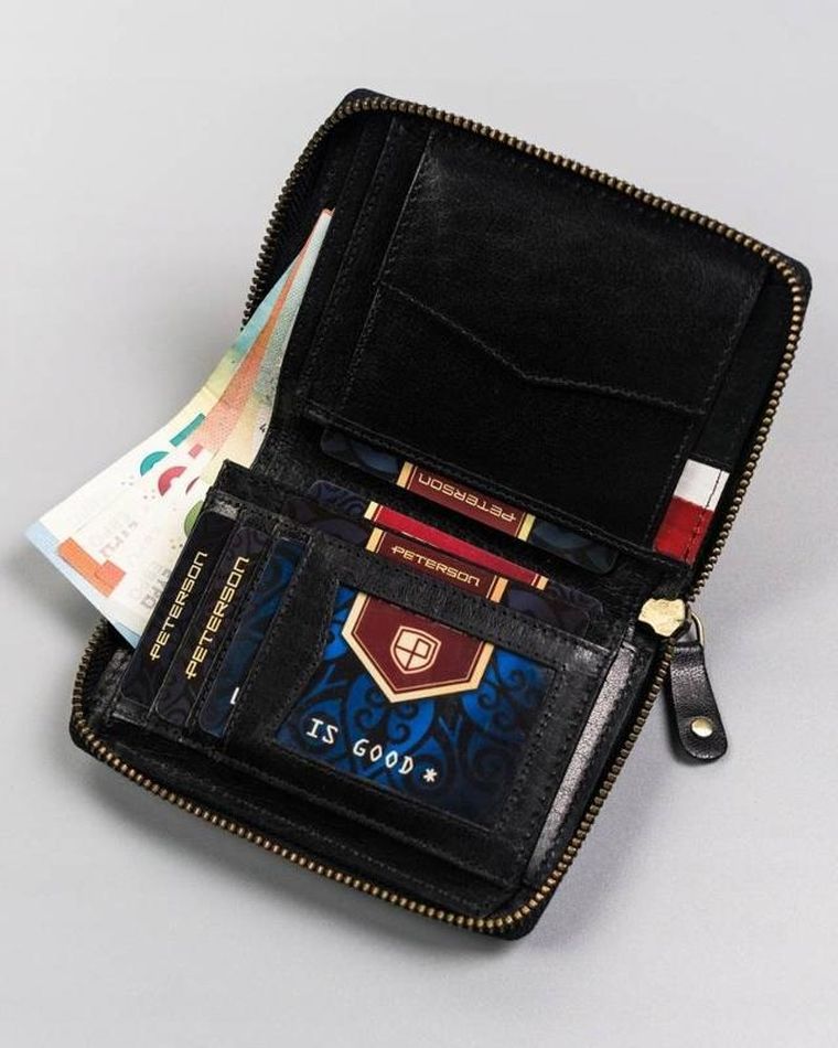 Portfel, czarny, skórzany, Peterson