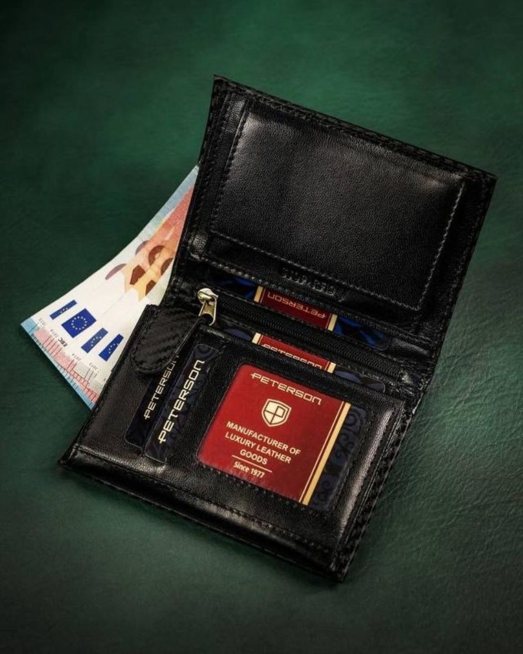 Portfel, czarny, skórzany, Peterson