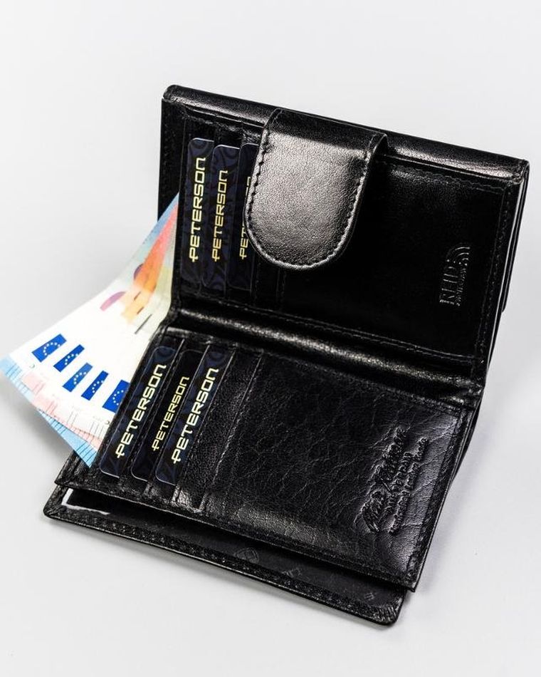 Portfel, czarny, skórzany, Peterson