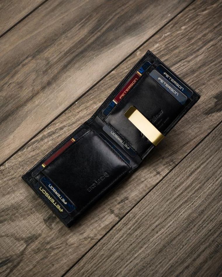 Portfel, czarny, skórzany, Peterson