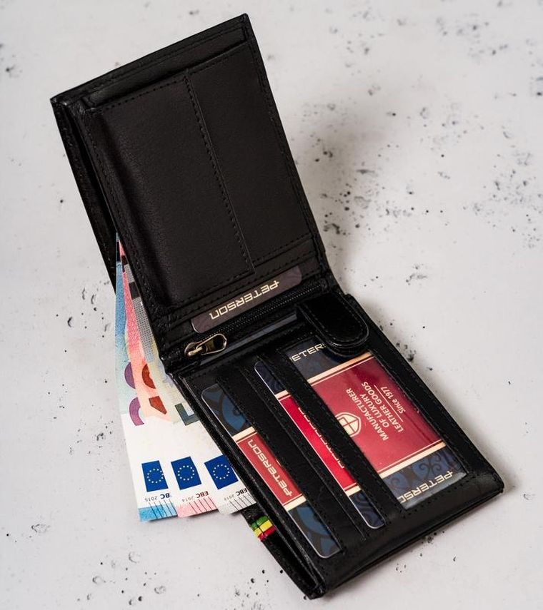 Portfel, czarny, skórzany, Peterson