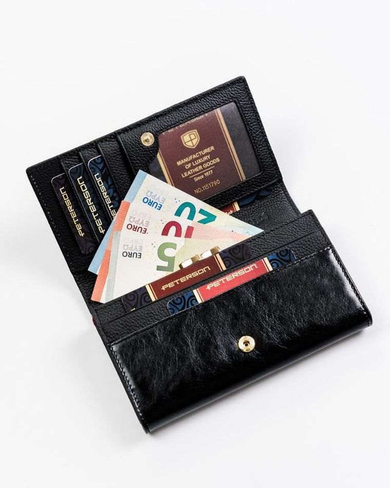 Portfel, czarny, skórzany, Peterson