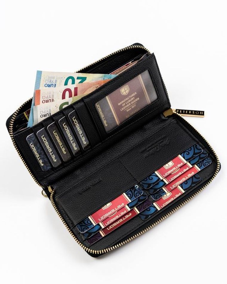 Portfel, czarny, skórzany, Peterson