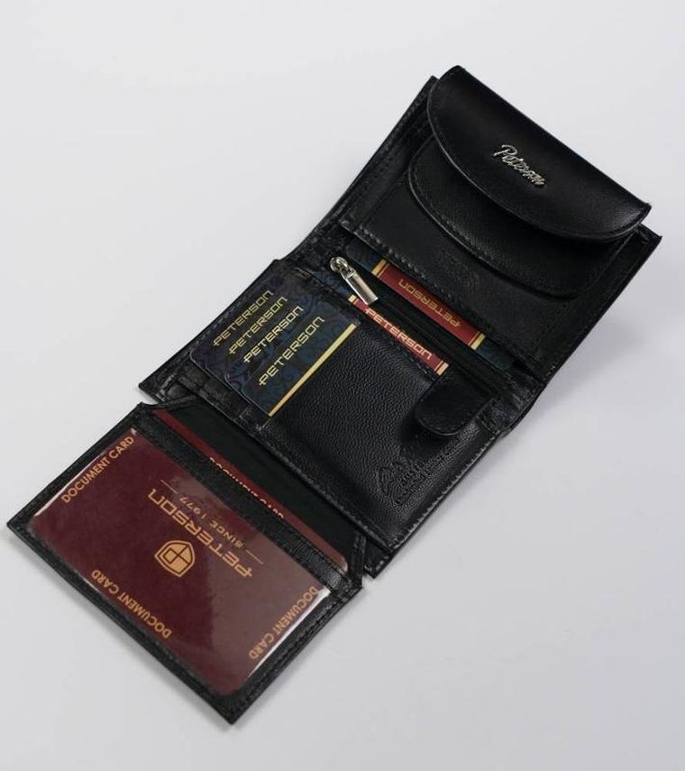 Portfel, czarny, skórzany, Peterson