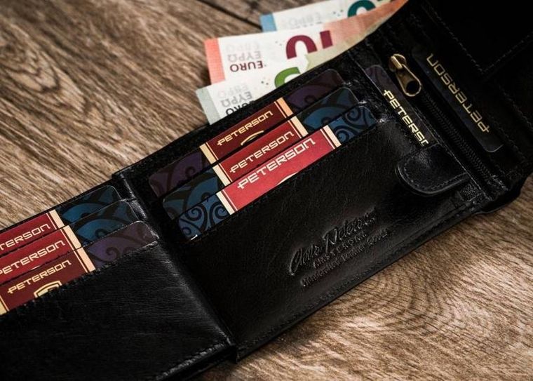 Portfel, czarny, skórzany, Peterson