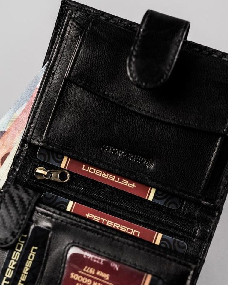 Portfel, czarny, skórzany, Peterson