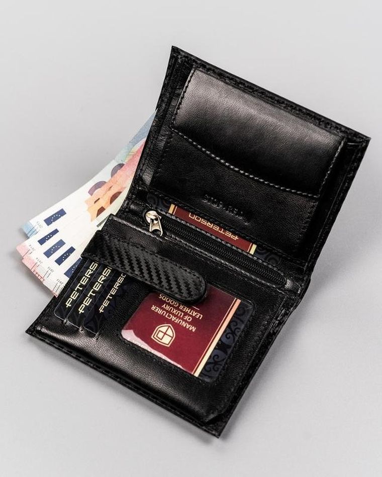 Portfel, czarny, skórzany, Peterson
