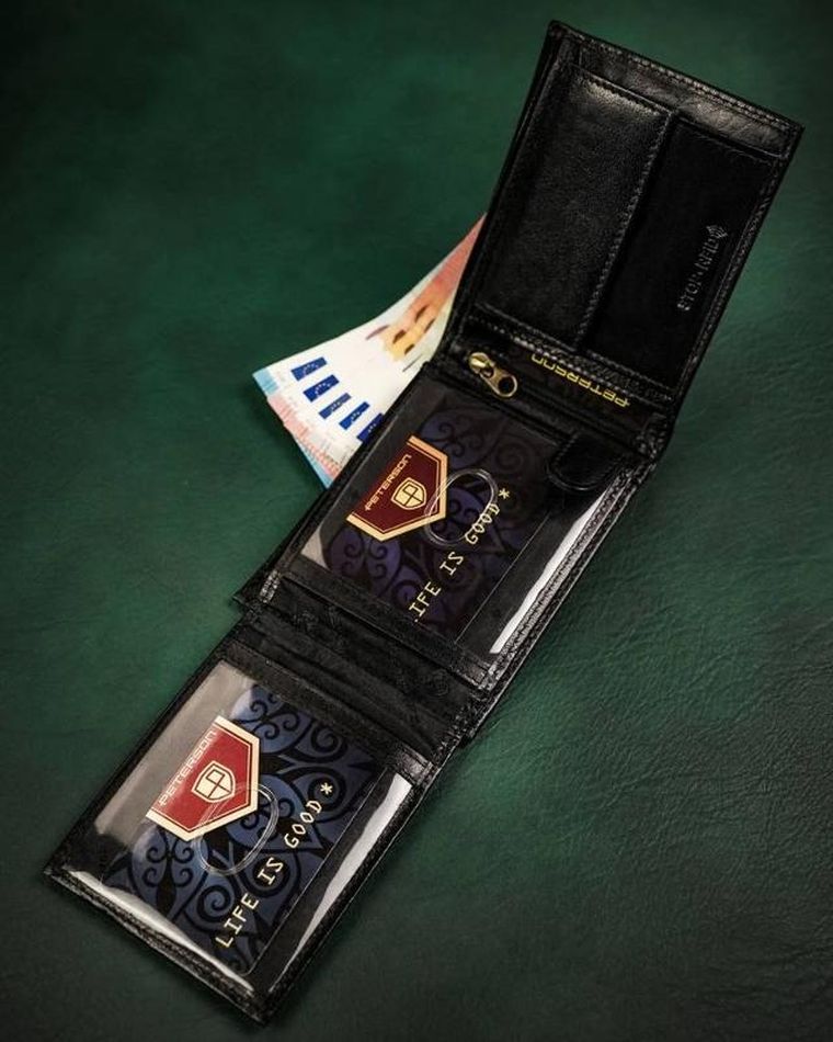 Portfel, czarny, skórzany, Peterson
