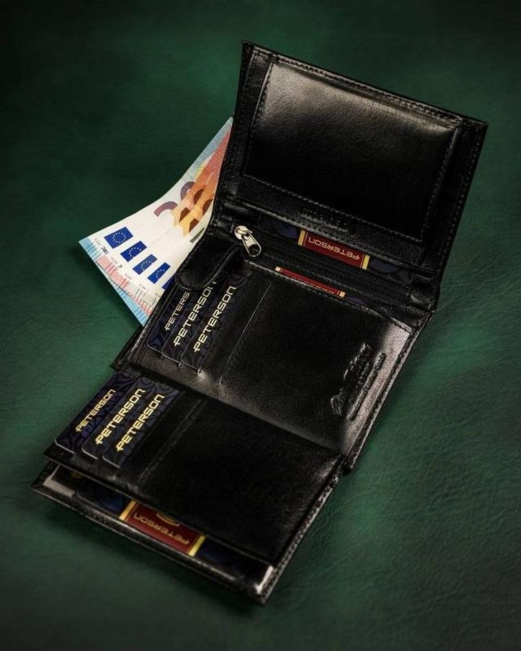Portfel, czarny, skórzany, Peterson