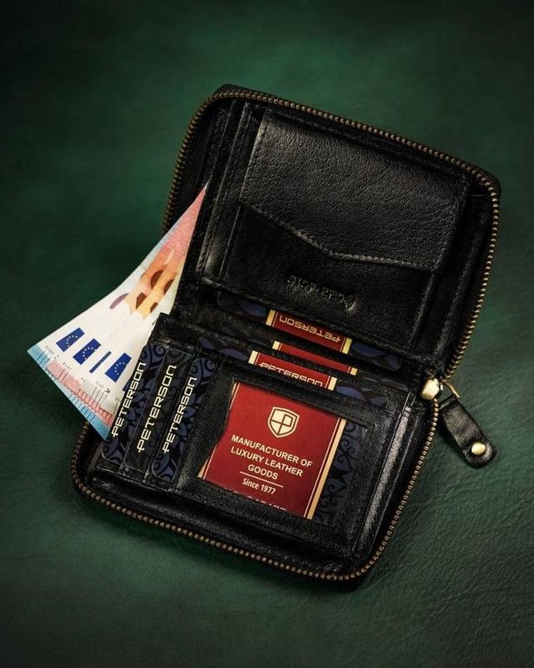 Portfel, czarny, skórzany, Peterson