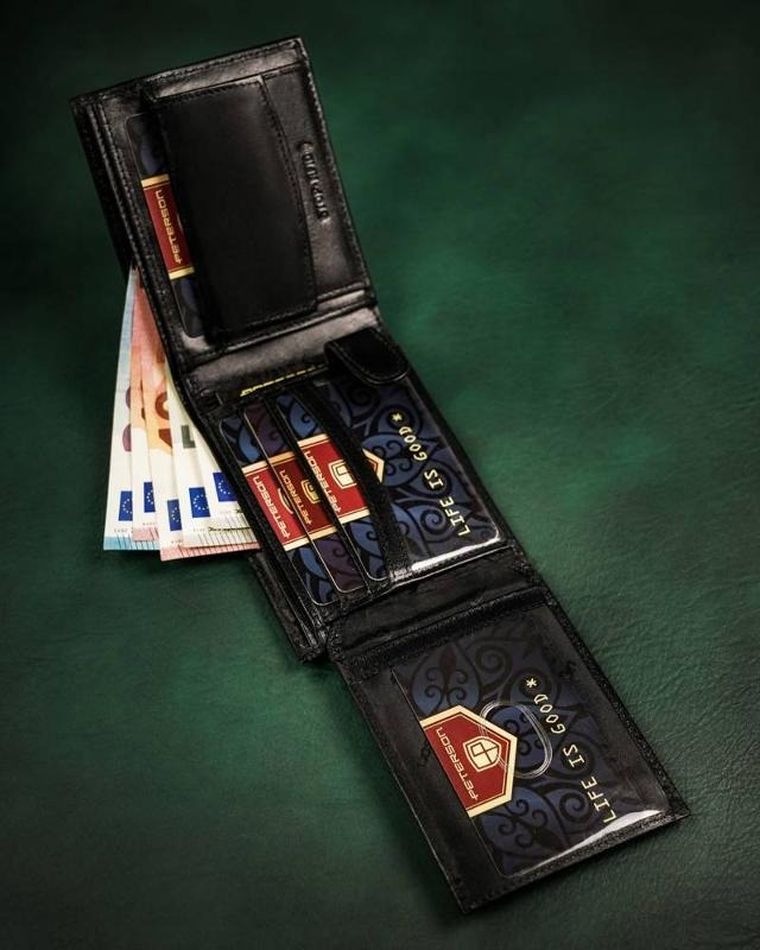 Portfel, czarny, skórzany, Peterson