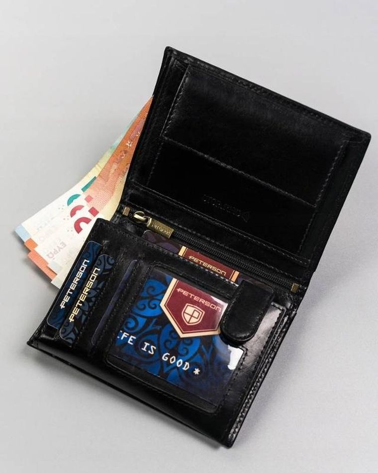 Portfel, czarny, skórzany, Peterson