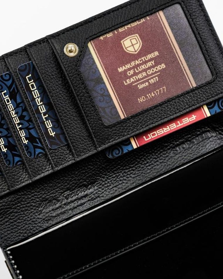 Portfel, czarny, skórzany, Peterson