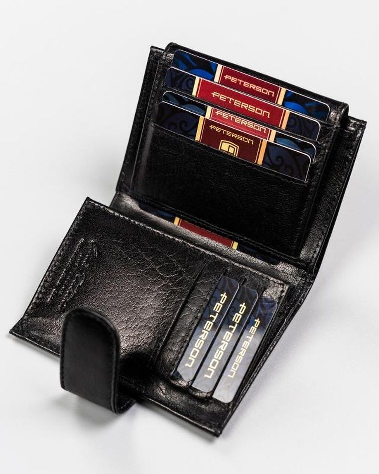 Portfel, czarny, skórzany, Peterson