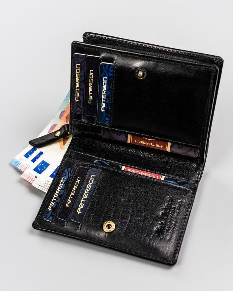 Portfel, czarny, skórzany, Peterson