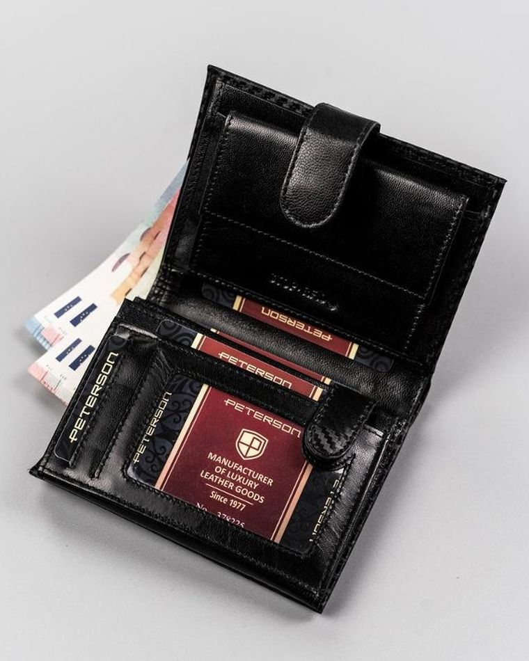 Portfel, czarny, skórzany, Peterson