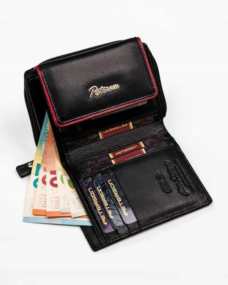 Portfel, czarny, skórzany, Peterson