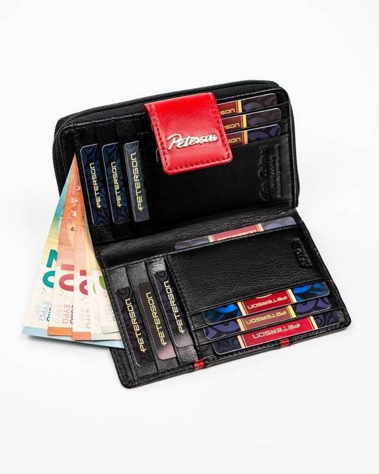 Portfel, czarny, skórzany, Peterson