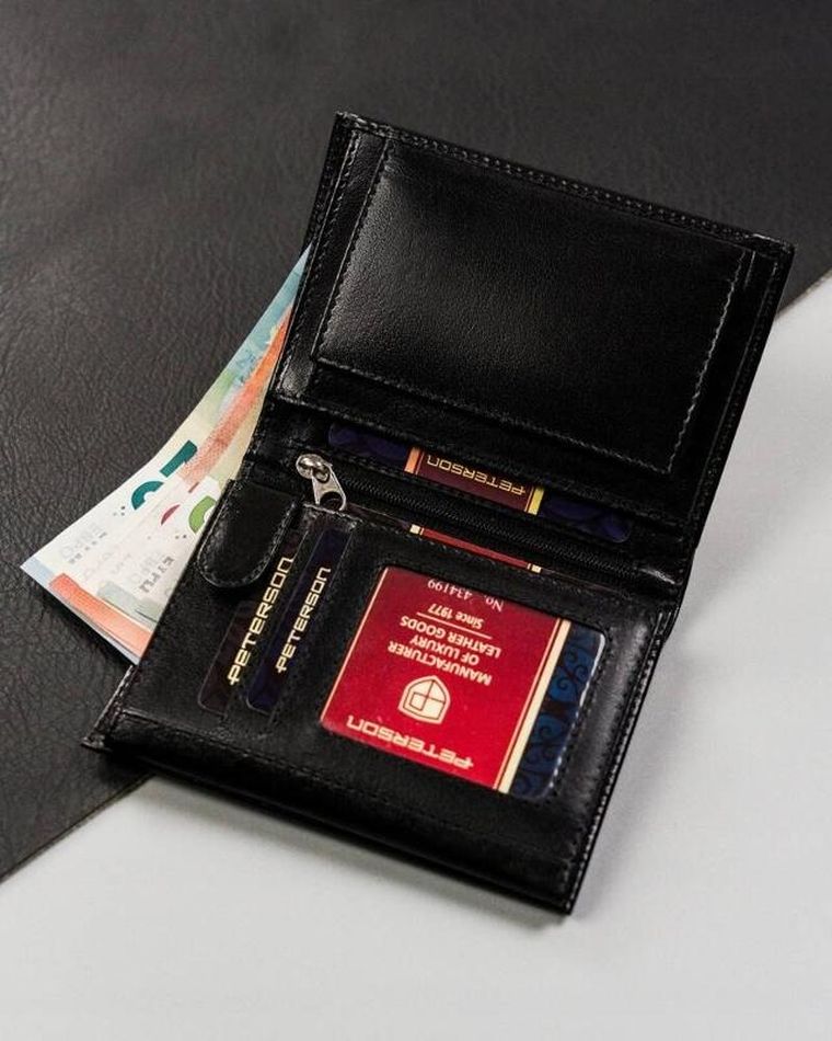 Portfel, czarny, skórzany, Peterson