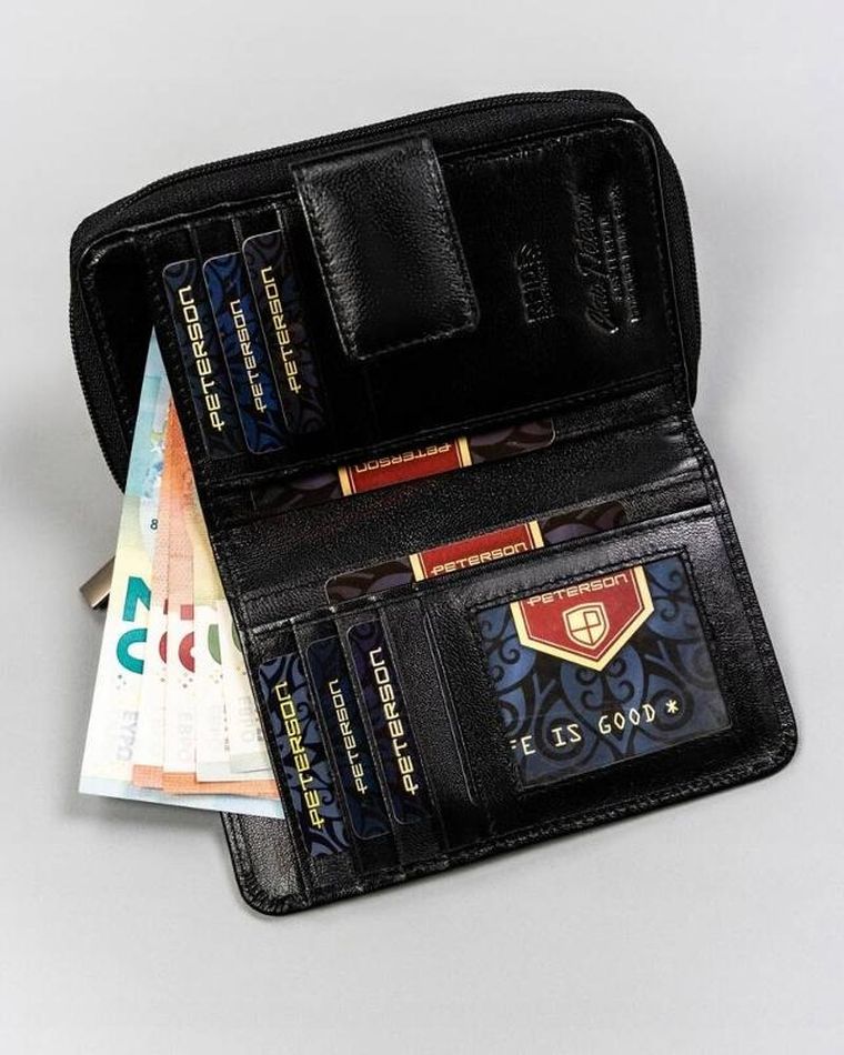 Portfel, czarny, skórzany, Peterson