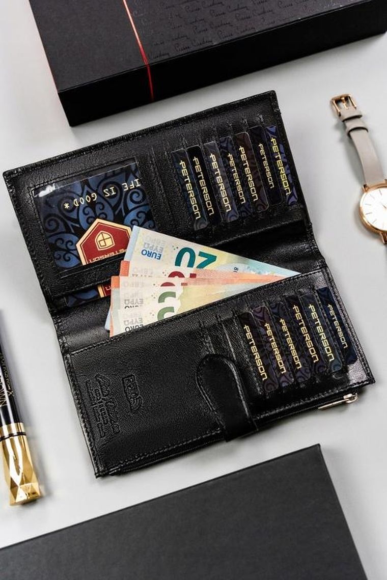 Portfel, czarny, skórzany, Peterson