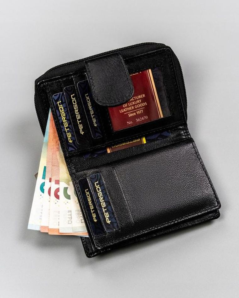 Portfel, czarny, skórzany, Peterson