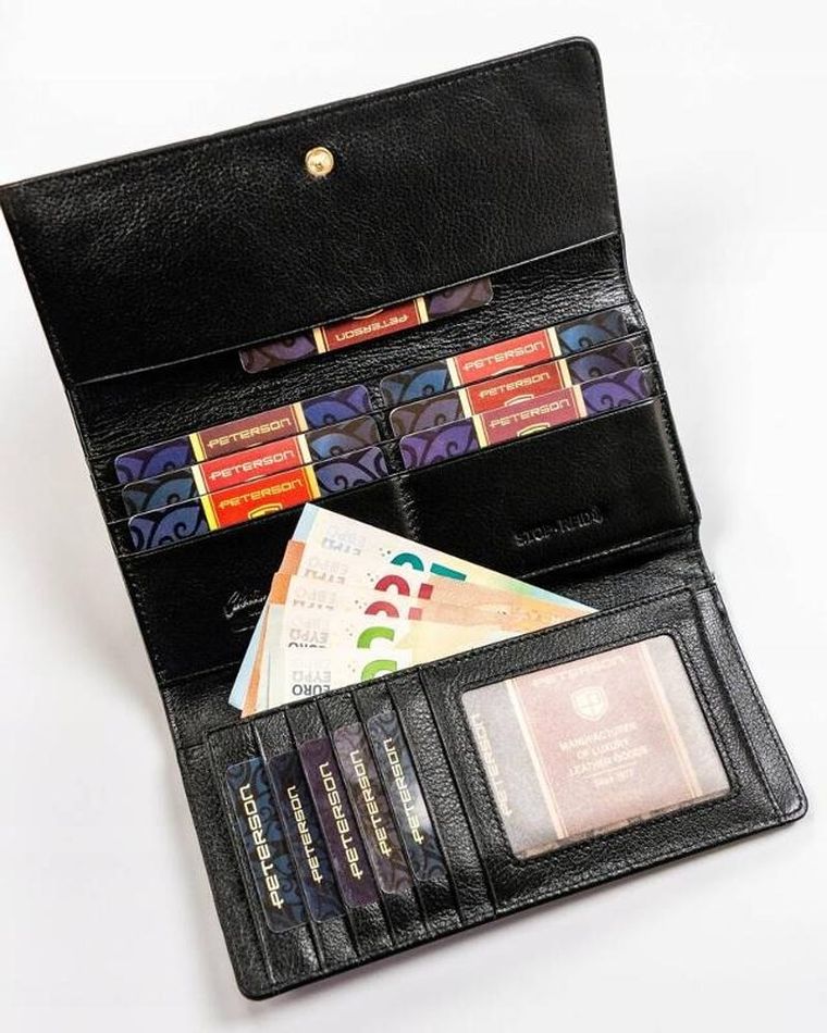Portfel, czarny, skórzany, Peterson