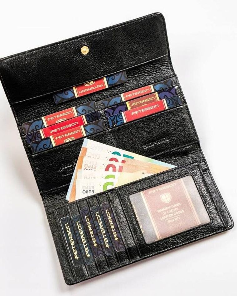 Portfel, czarny, skórzany, Peterson