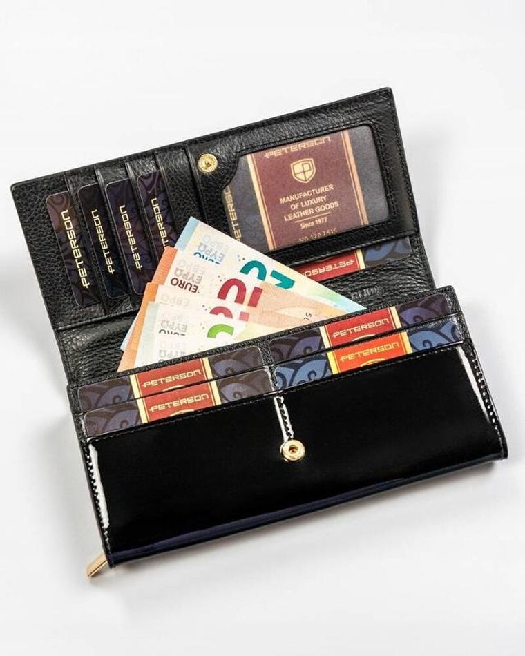 Portfel, czarny, skórzany, Peterson