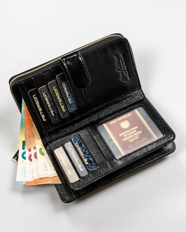 Portfel, czarny, skórzany, Peterson