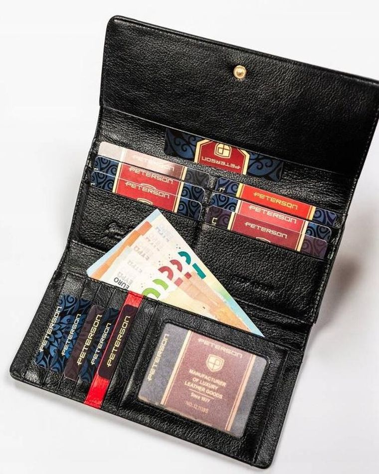 Portfel, czarny, skórzany, Peterson