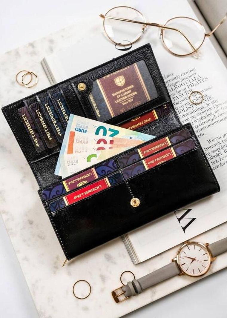 Portfel, czarny, skórzany, Peterson