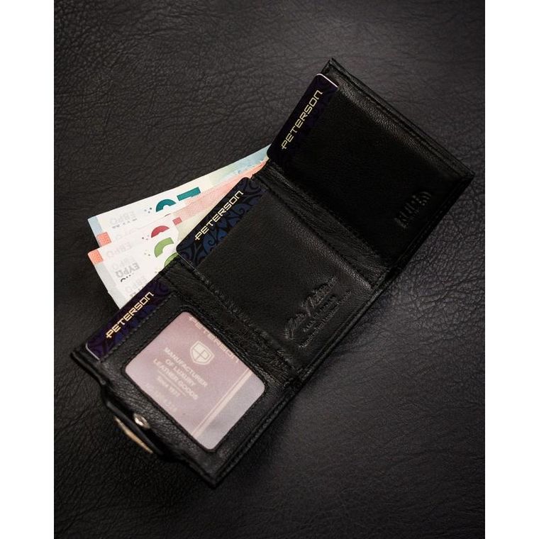 Portfel, czarny, skórzany, Peterson