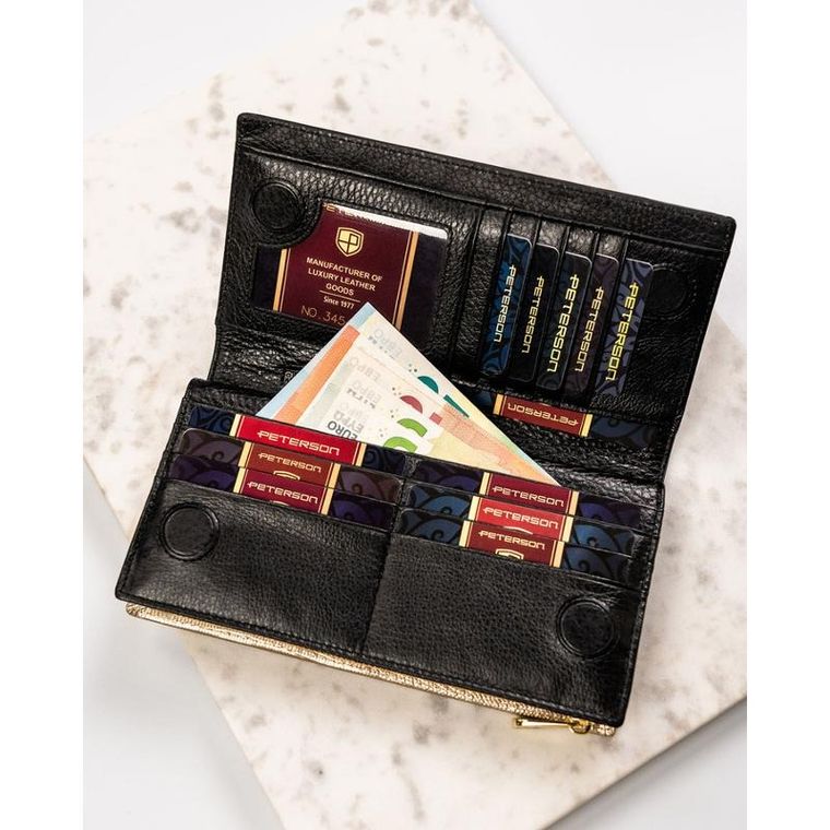 Portfel, czarny, skórzany, Peterson