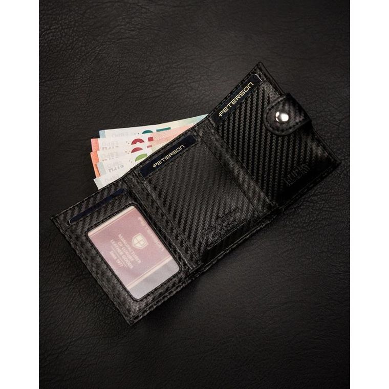 Portfel, czarny, skórzany, Peterson