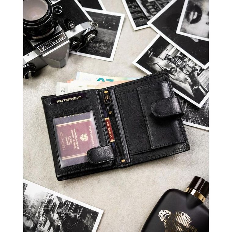 Portfel, czarny, skórzany, Peterson