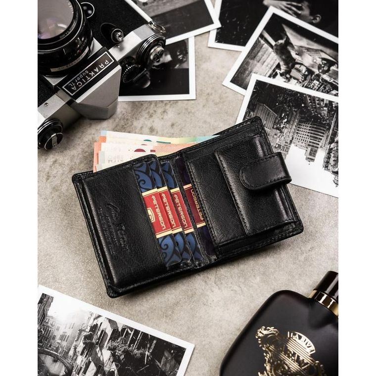 Portfel, czarny, skórzany, Peterson