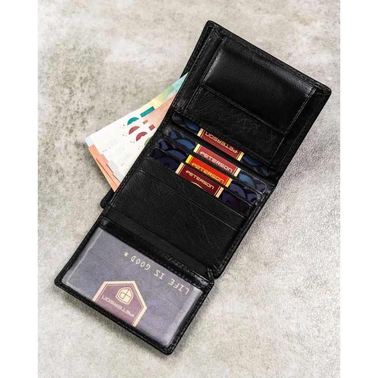 Portfel, czarny, skórzany, Peterson