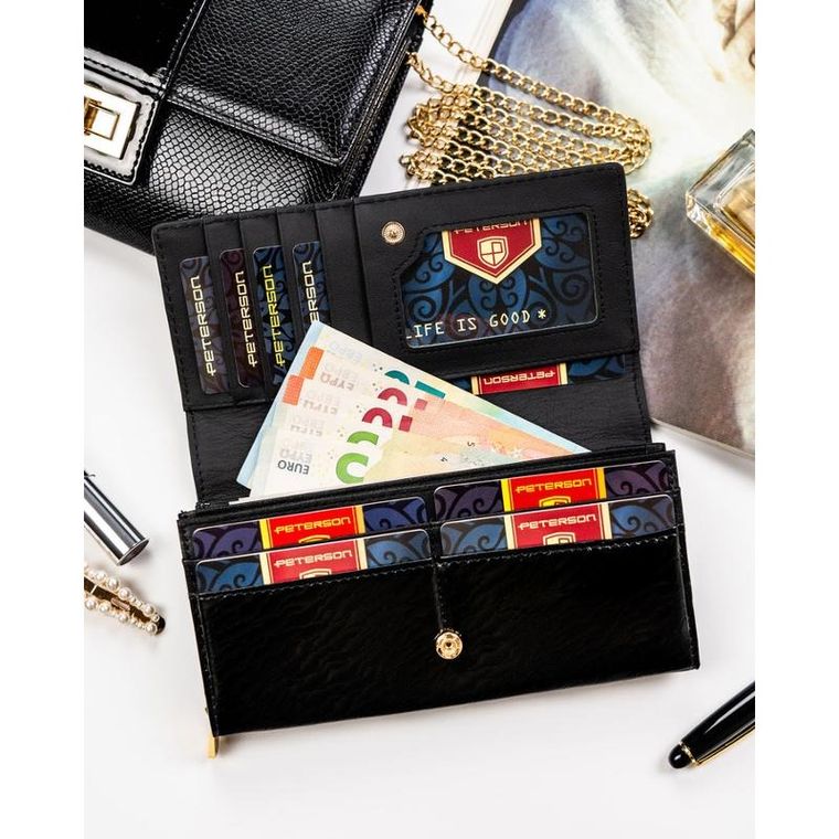 Portfel, czarny, skórzany, Peterson