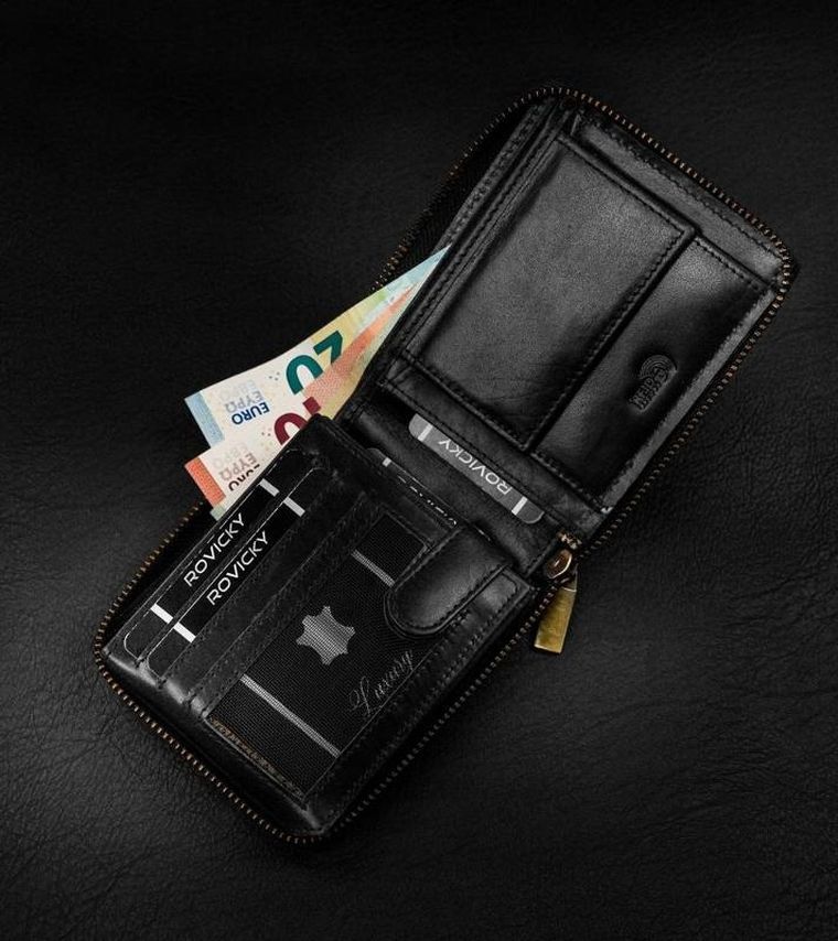 Portfel, czarny, skórzany, RFID, Always Wild