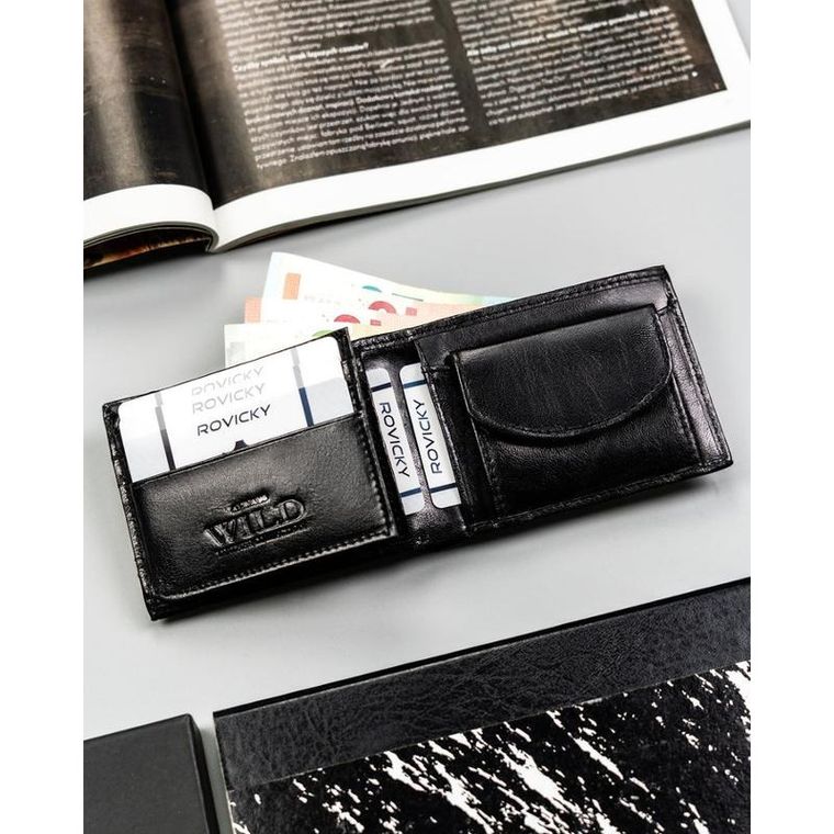 Portfel, czarny, skórzany, RFID, Always Wild