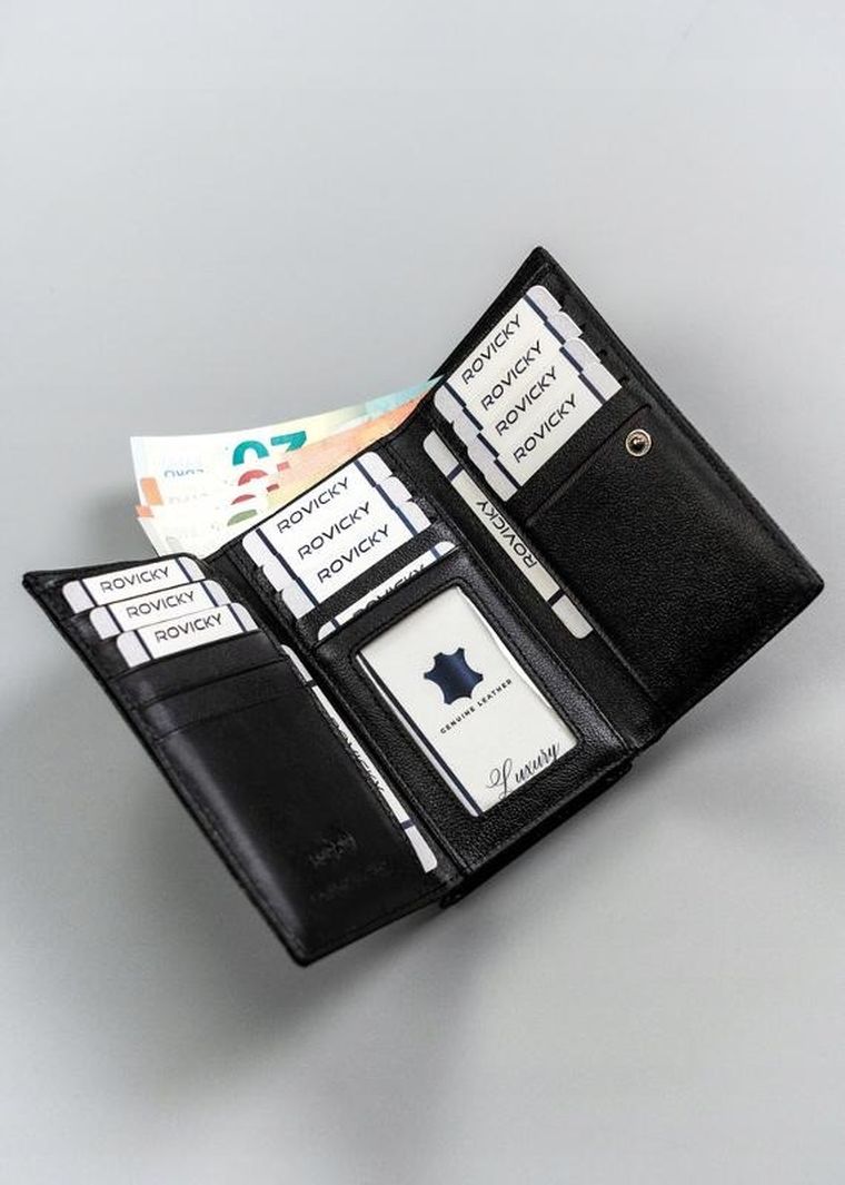 Portfel, czarny, skórzany, RFID, Cavaldi