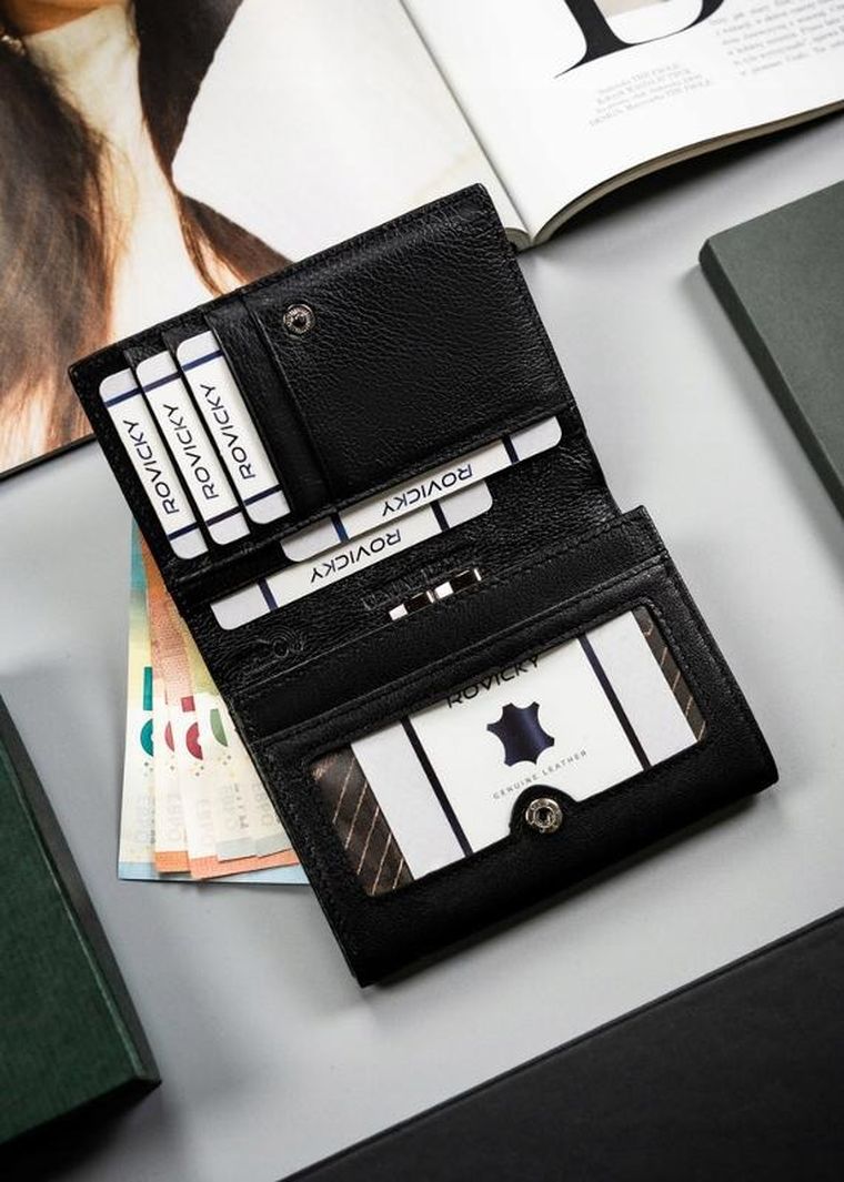 Portfel, czarny, skórzany, RFID, Cavaldi