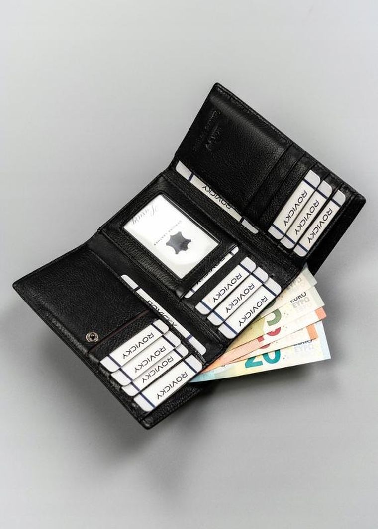 Portfel, czarny, skórzany, RFID, Cavaldi