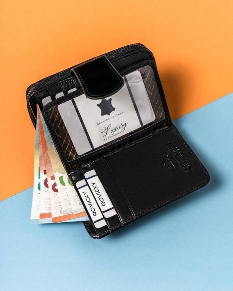 Portfel, czarny, skórzany, RFID, Lorenti