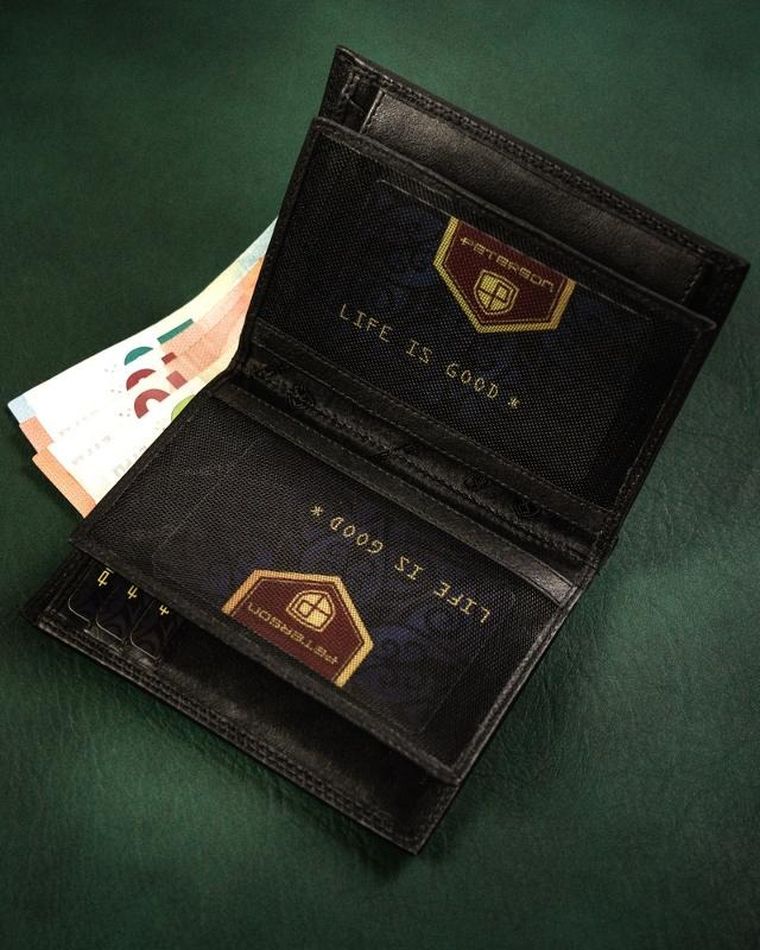 Portfel, czarny, skórzany, RFID, Peterson