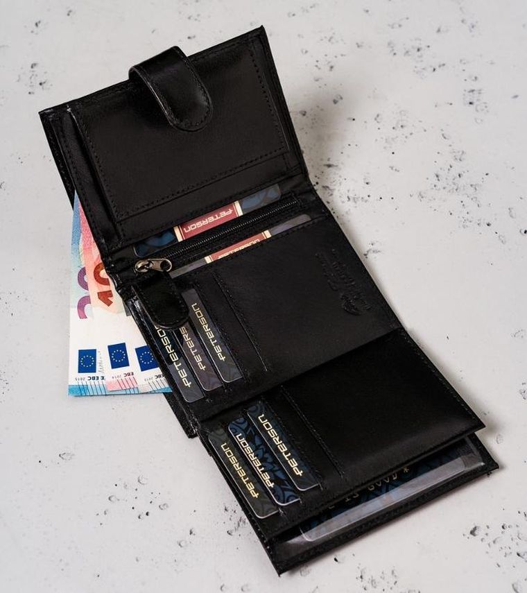 Portfel, czarny, skórzany, RFID, Peterson