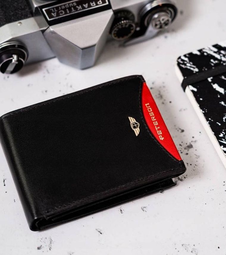 Portfel, czarny, skórzany, RFID, Peterson